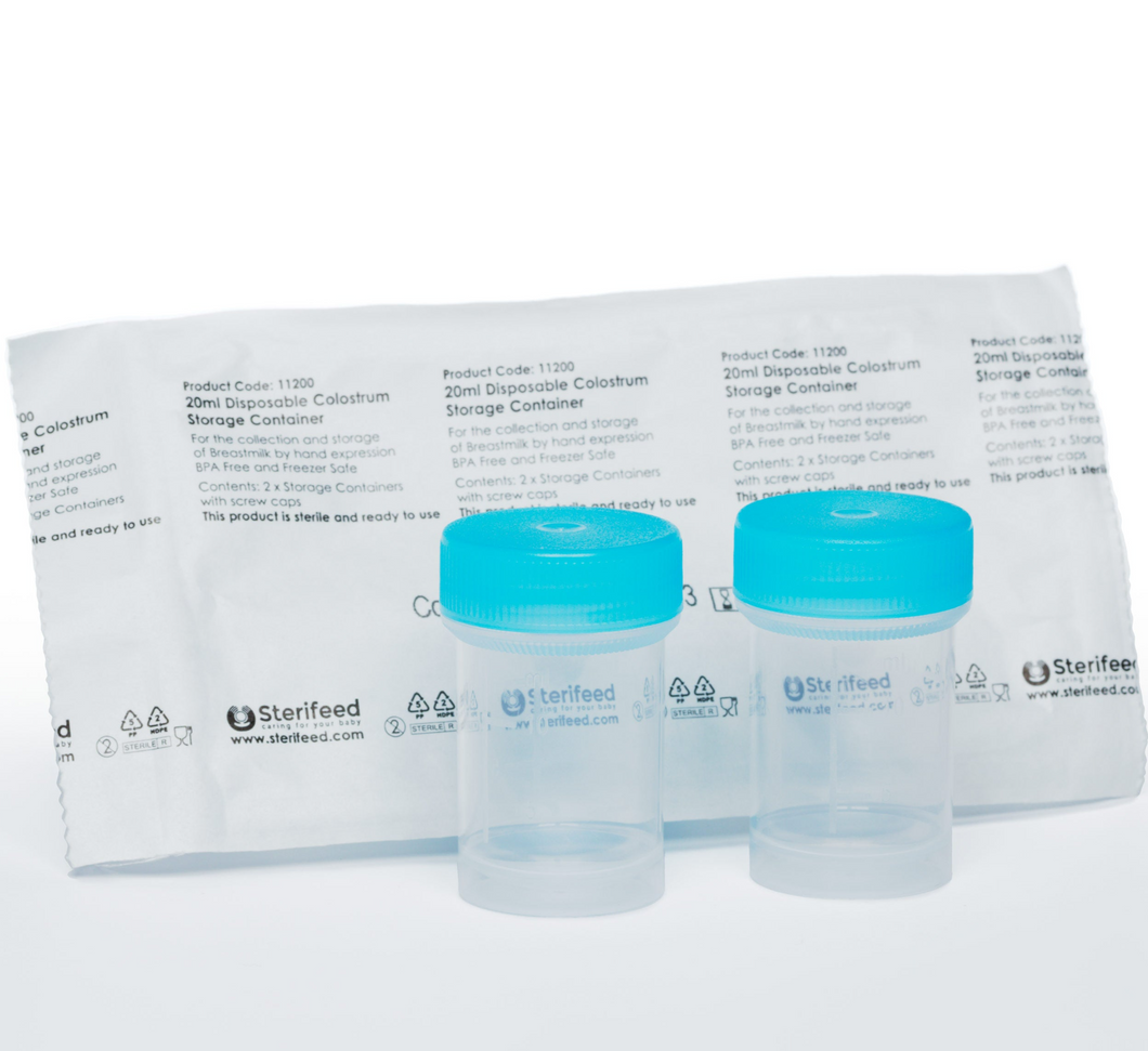 Sterifeed 20ml disposable Colostrum Container - Sterile (2 pack)